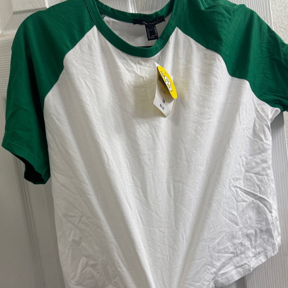 Forever 21 Green and White Short Sleeve Tee